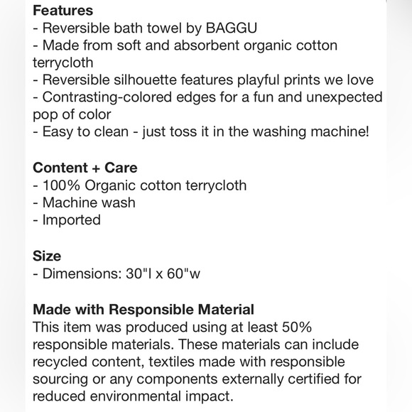 BAGGU Warm Red Happy Reversible Bath Towel 60x30 NWT - Picture 2 of 2